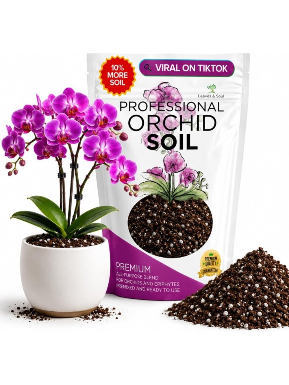 Premium Orchid Soil Mix 2.2 Quarts - Fast Draining Potting Soil for Orchids
